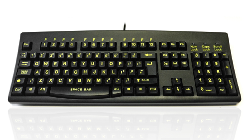 Large print yellow on black keyboard